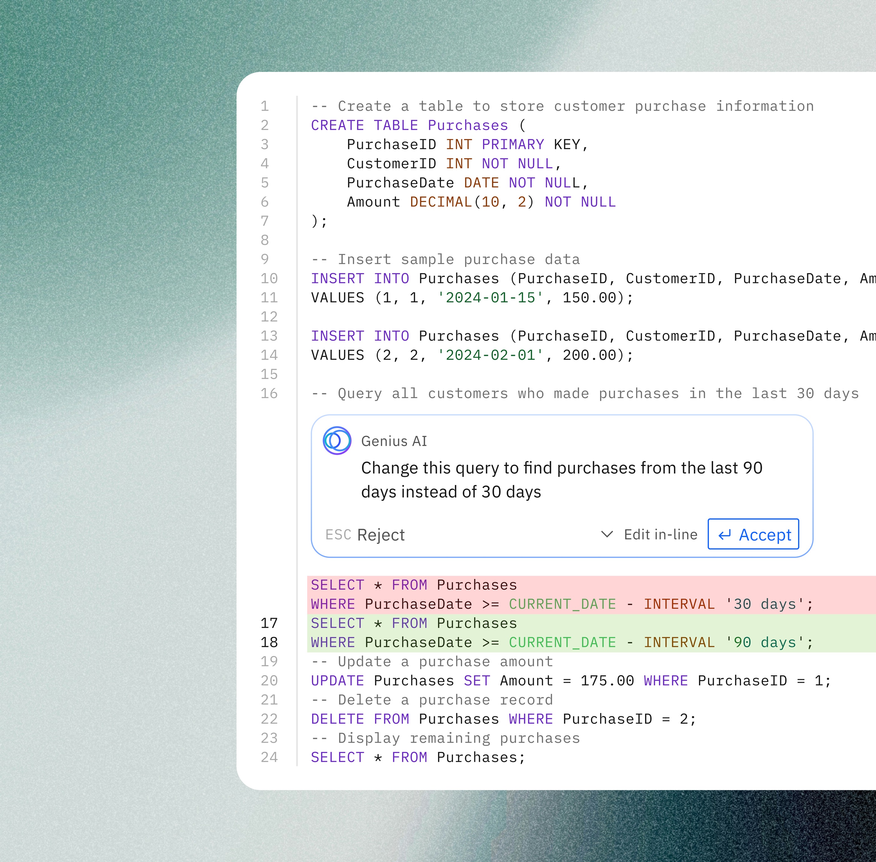 Deep research and Write SQL using natural language