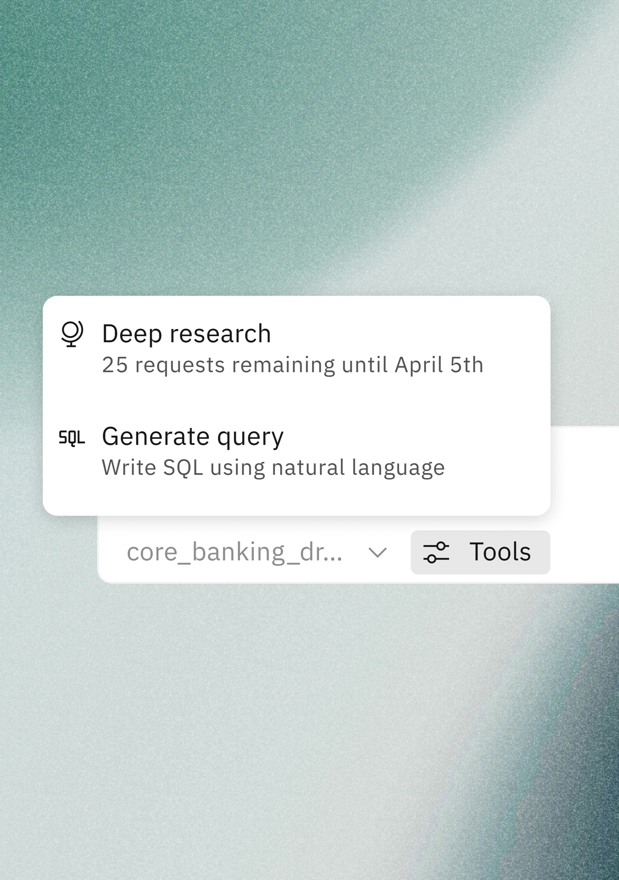 Deep research and Write SQL using natural language