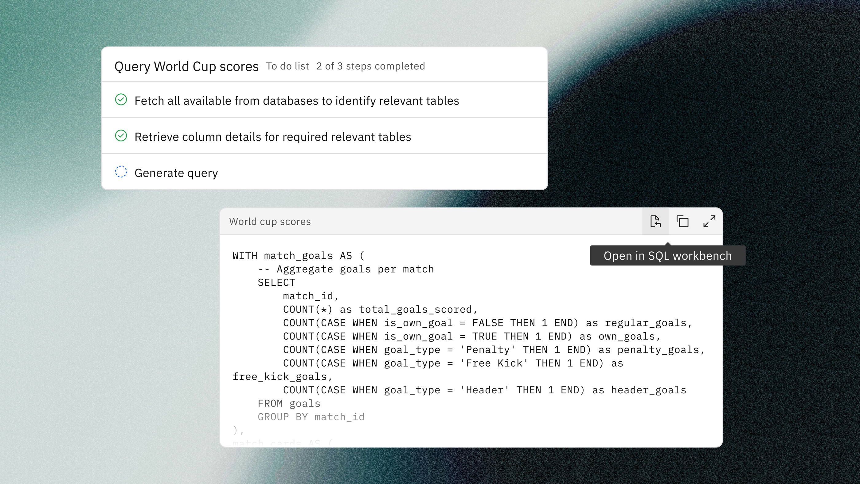 Deep research and Write SQL using natural language